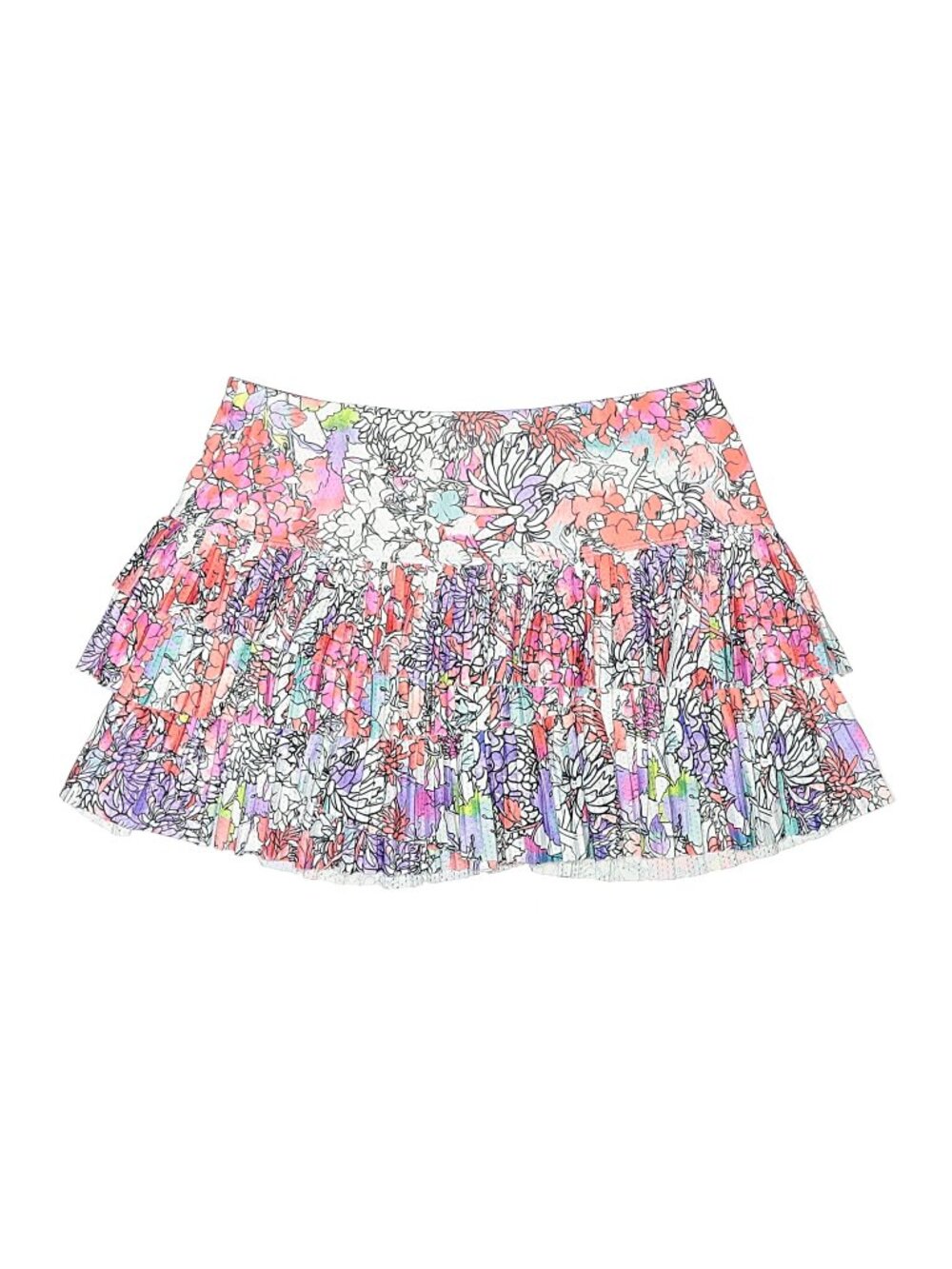 Lucky in Love tennis skirt Pindot Pleat Scallop floral skort sz MEDIUM Perfect